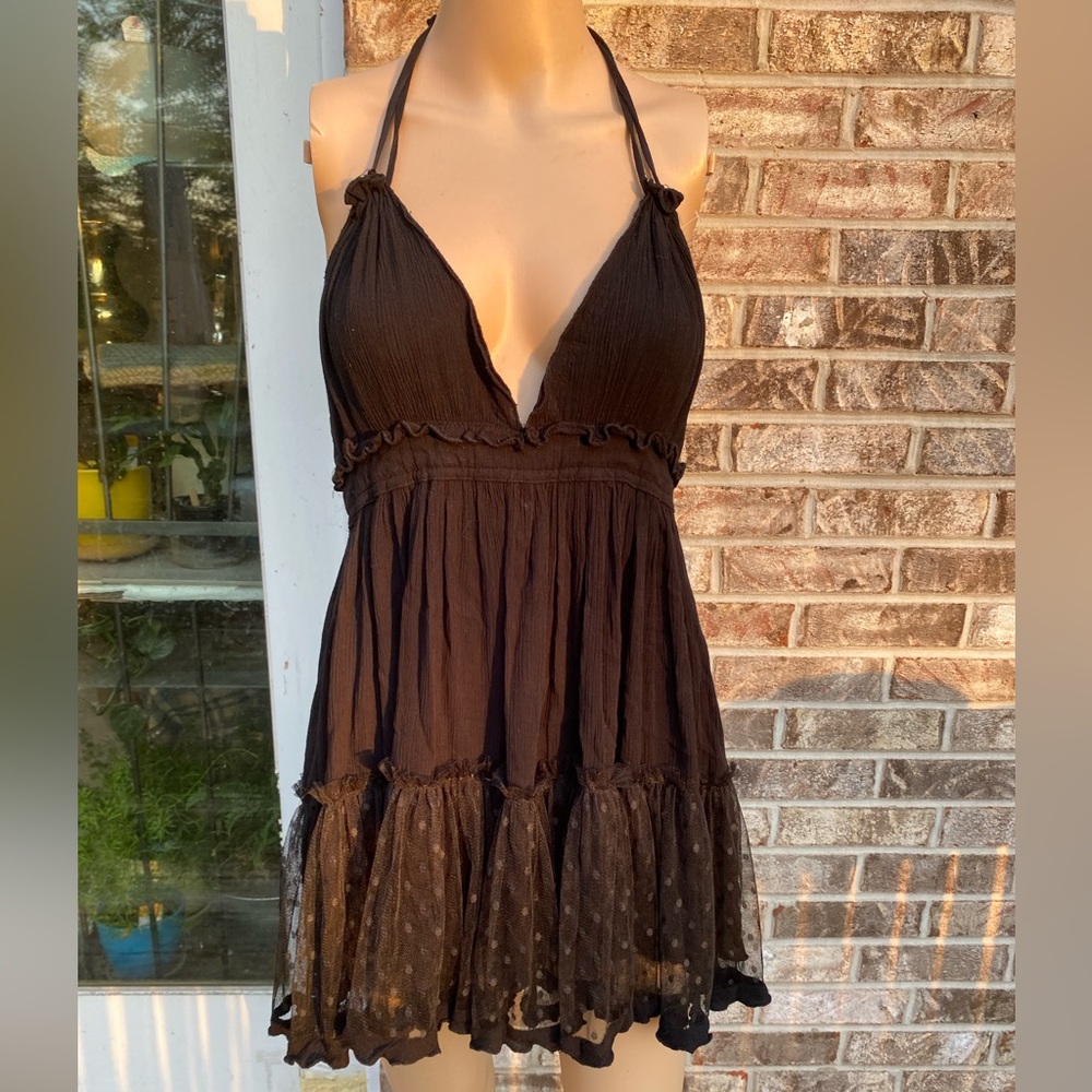 BellanBlue Black Halter Ruffle Mesh Mini Dress - Picture 12 of 16